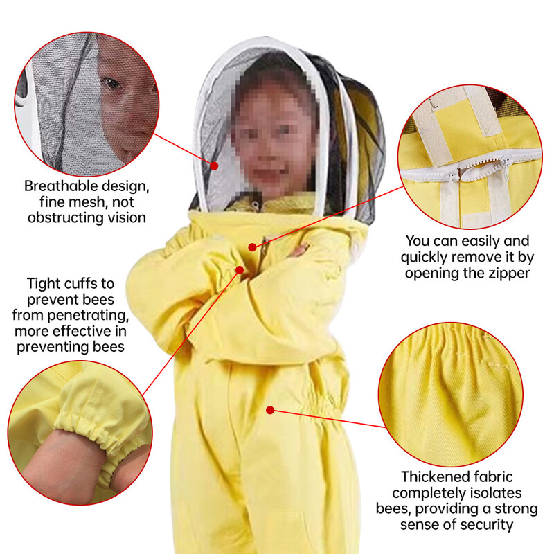 Zaštitno odijelo za pčele Prozračna tkanina Odjeća s kapuljačom Pčelarska čvrsta oprema Oprema za pčelarstvo Šešir s velom za žene Muškarci Pčelar