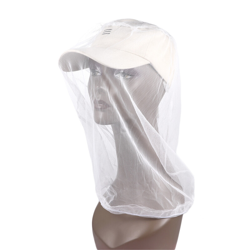 Moskītu tīkls gultas tīklveida cepurei kukaiņu cepurei āra galvas sejas aizsargs, balts ceļojums