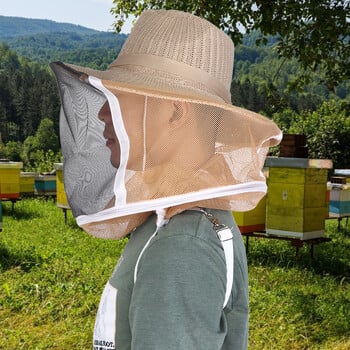 Beekeeper Cowboy Hat Beekeeping Veil Outdoor Beekeeper Cowboy Hat Αναπνεύσιμο πυρίμαχο προστατευτικό κεφαλής προσώπου με πέπλο μελισσοκομίας