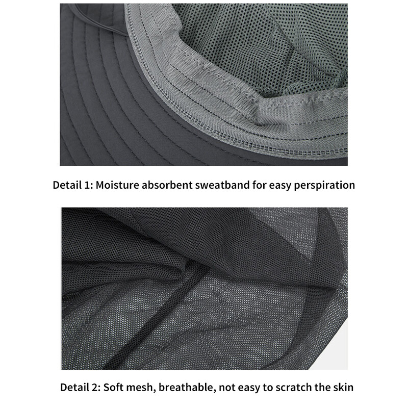 Лятна рибарска шапка на открито, слънцезащита, водоустойчива, слънцезащитна шапка с голяма периферия, мрежеста маска, риболов, защита от комари