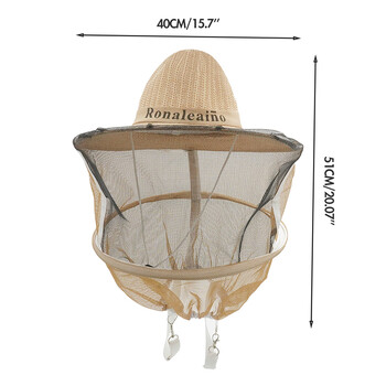 1 бр. Пчеларска защитна шапка против пчелен плат Найлонова мрежеста шапка от прежди Пчеларска протекторна шапка Пчеларски каубойски удобен дизайн