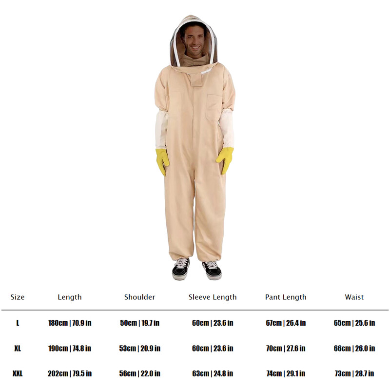 Бежово екологично чисто и ефективно пчеларско облекло, устойчиво на пчели, за цялостна защита Устойчиво защитно средство за отглеждане на пчели