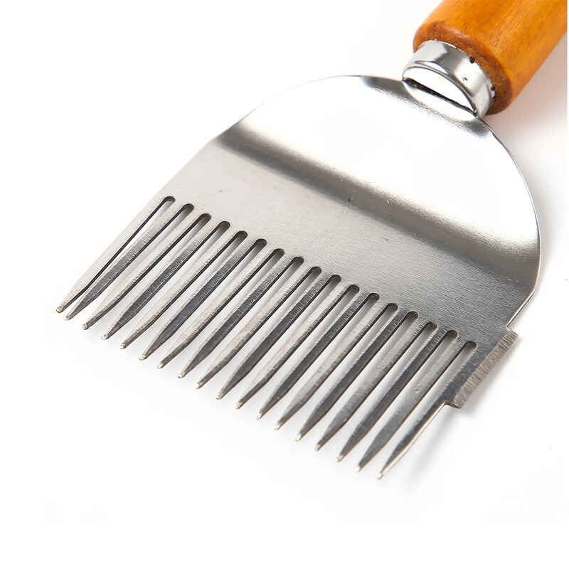 Резачка за мед, дървена дръжка, гребен, игла за мед, игла, нож за мед, рязане, пчеларски вилици за отваряне на 17 корена, ПЧЕЛНА вилица, издръжлива, 1 БР.