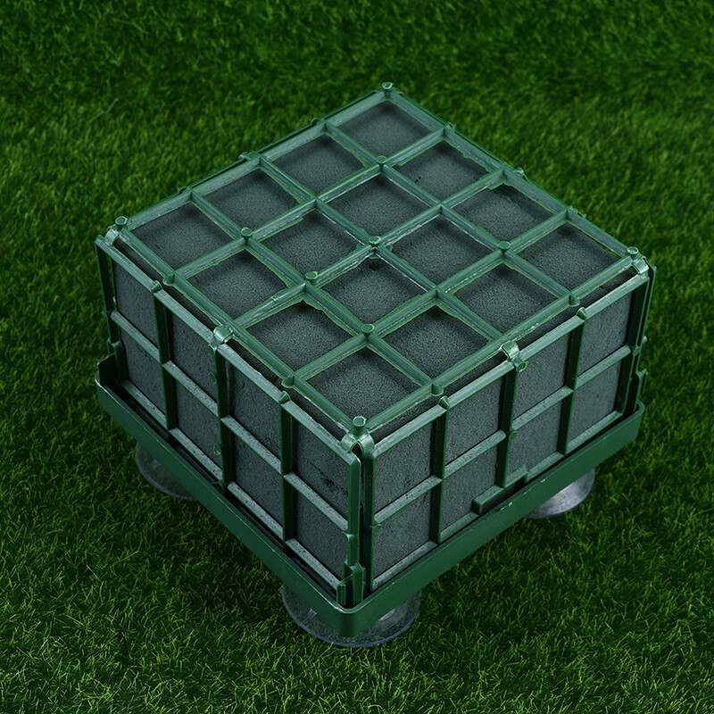 1 vnt. žalios kvadratinės dekoratyvinės patvarios vestuvinio automobilio gėlių putplasčio plytos su čiulptuku vestuvių stalo centrinei gėlių kompozicijai