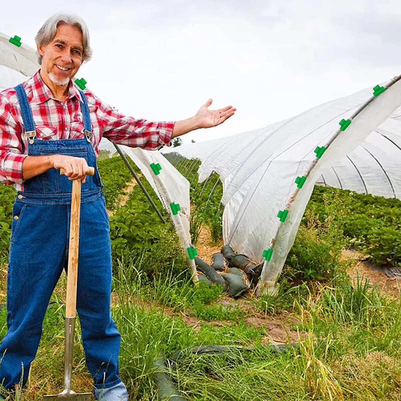 10 vnt Šiltnamio efektą sukeliančių spaustukų Gnybtai Sodo atraminis rėmas Augalų atraminiai kuoliukai tvartui Plėvelės eilės dangčio šešėliavimas tinklelio tunelio lanko spaustukas