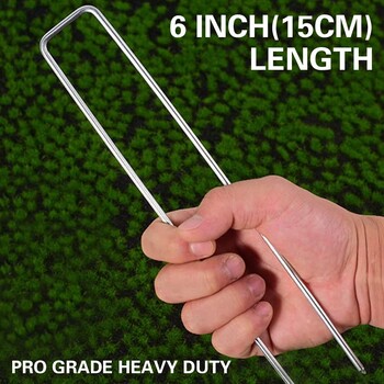 5 σετ 6 Inch Garden Stakes Heavy Duty 11 Gauge, Γαλβανιζέ συρραπτικά αυλής U μανταλάκια Φράκτες Πότισμα με σταγόνες Ασφάλιση στοιχημάτων Loop Stake