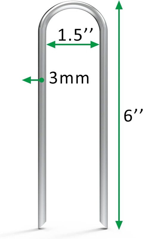 5 комплекта 6-инчови градински колове Тежкотоварни 11 калибър, галванизирани дворни скоби U колчета Огради Капково напояване Обезопасяващи колове Колове за примка
