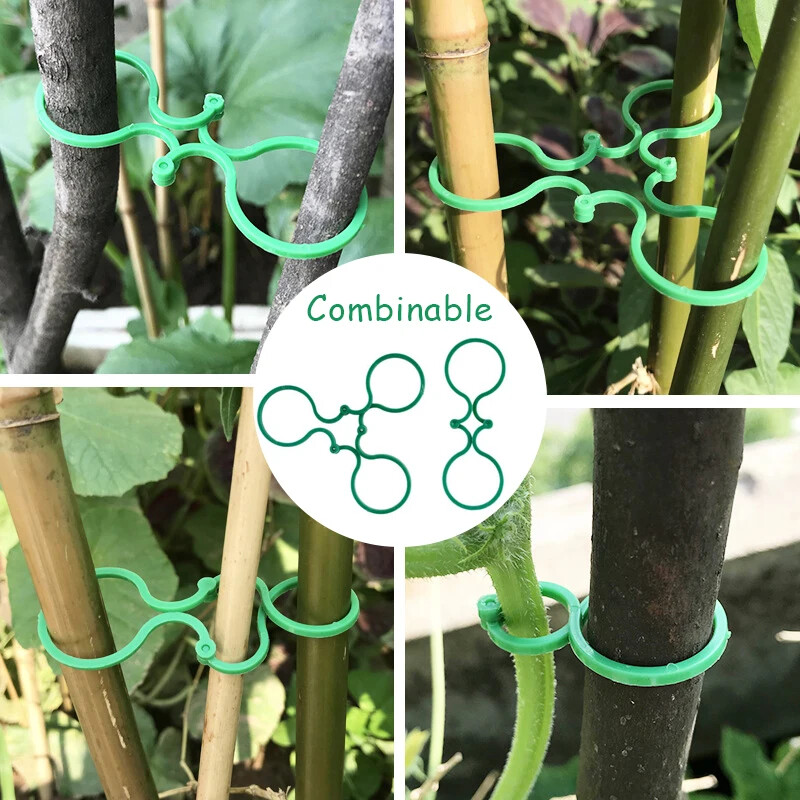 2 IN1 20-200 бр. Щипки за растения, щипки за лоза, многократна катарама, кука, поддържа лоза, свързва за зеленчуци, домати, краставици, грозде