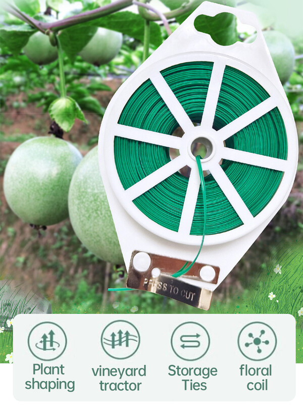 50 м Фиксирано въже за градинско растение Многократна зелена облицовъчна връв с фреза Здрава завъртаща се вратовръзка за растения Градинарство Фиксатор за присаждане на зеленчуци