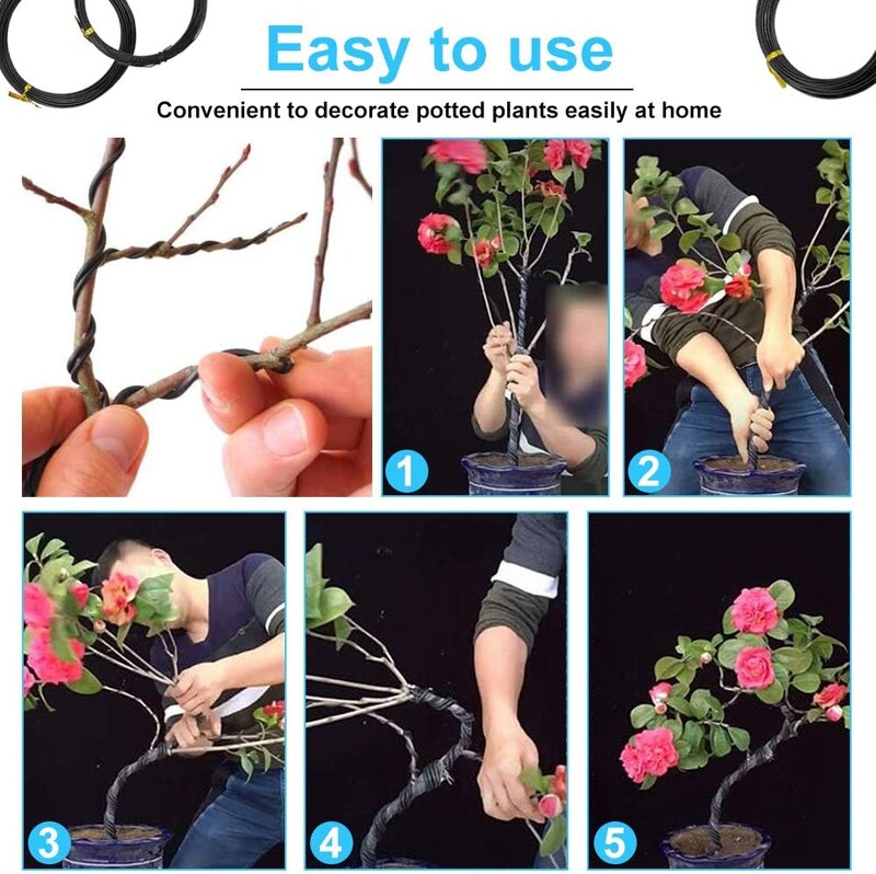 1/2/3 мм тел за бонсай 5 м проводници за обучение на дървета Алуминиеви проводници Тел за обучение на растения Черна градинска тел за оформяне на вътрешно бонсай дърво