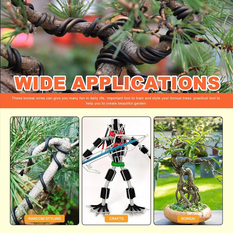 1/2/3 мм тел за бонсай 5 м проводници за обучение на дървета Алуминиеви проводници Тел за обучение на растения Черна градинска тел за оформяне на вътрешно бонсай дърво