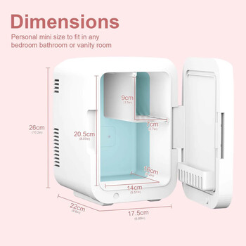 Cooseon 4L Mini Mirror Fridge, Beauty Makeup Грижа за кожата Хладилник, AC/DC Отопляем охлаждащ Beauty Refrigerator, Автомобилен мини хладилник