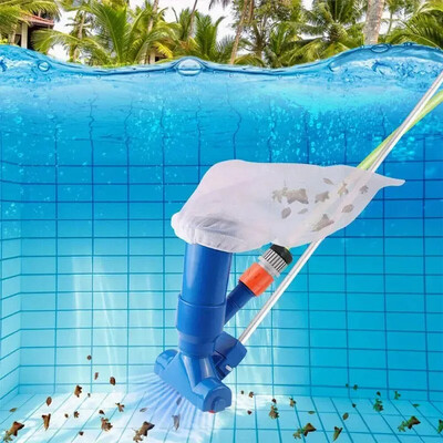 Aspirator portabil pentru iaz cu jet subacvatic cu sac cu perie Instrument profesional de curățare în formă de semilună albastră pentru piscine