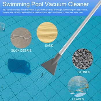 Pool Vacuum Cleaner Clear Siphon Hose Adjustable Valve Αποσπώμενη χειρός Pool Vacuum 2 Adapters Nozzle Cordless Manual Cleaner