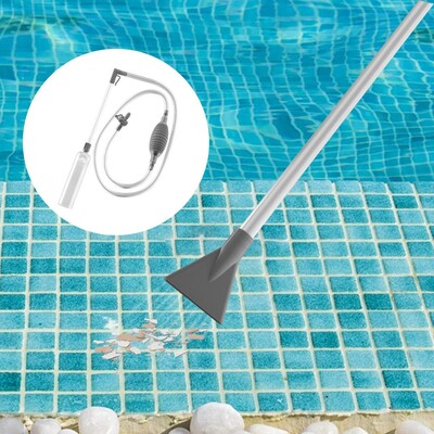 Aspirator pentru piscină Furtun cu sifon transparent Supapă reglabilă Aspirator portabil detașabil pentru piscină 2 adaptoare duze Aspirator manual fără fir