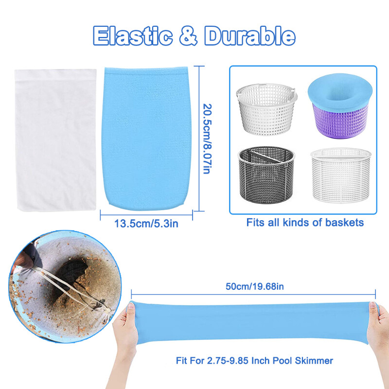 5/10/20/30Pcs Филтър за съхранение на басейни Скимер чорапи Еластични найлонови филтриращи чорапи за плувен басейн за кошници Скимери Наземен басейн