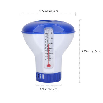 Дозатор за химикали за басейн с термометър Плаващи хлорни таблетки за открити плувни басейни СПА центрове Горещи вани Рибни езера
