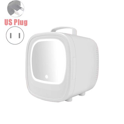 6L Mini Car Refrigerator Mirror Surface Fridge Car Home Dual-use Beauty Refrigerator Facial Mask Cooler with LED Light