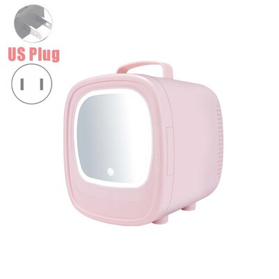 6L Mini Car Refrigerator Mirror Surface Fridge Car Home Dual-use Beauty Refrigerator Facial Mask Cooler with LED Light