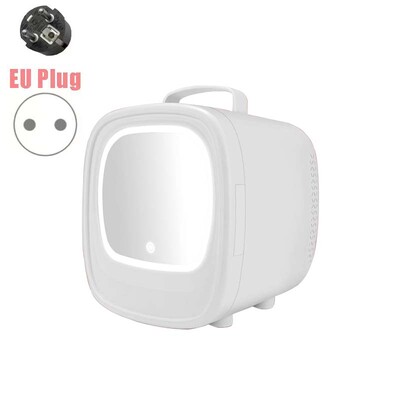 6L Mini Car Refrigerator Mirror Surface Fridge Car Home Dual-use Beauty Refrigerator Facial Mask Cooler with LED Light