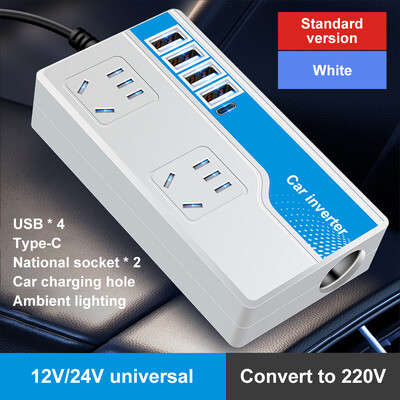 Μετατροπέας ισχύος αυτοκινήτου DC 12V/24V σε AC 220V Αυτόματος μετατροπέας ισχύος 2000W με 4 θύρες USB Υποδοχή ψηφιακής οθόνης Προσαρμογείς τροφοδοσίας αυτοκινήτου