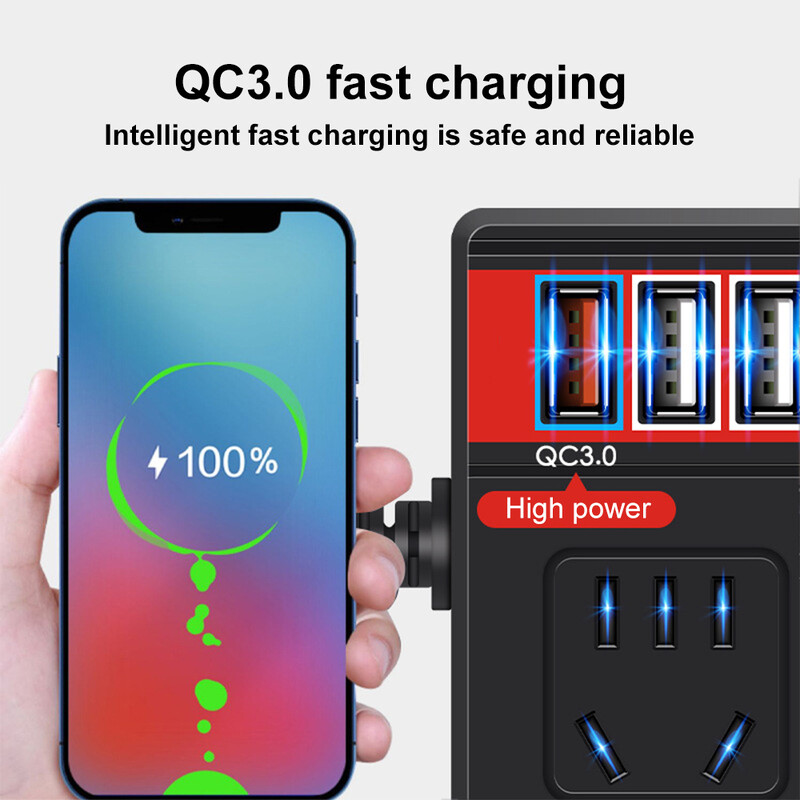 Automobilski pretvarač struje DC 12V/24V u AC 220V Automatski pretvarač struje 2000W s 4 USB priključka, digitalni zaslon, adapteri za napajanje automobila