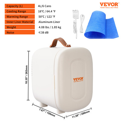 VEVOR 4L Mini Desk Ψυγείο Αυτοκινήτου Ψύξη Keep Cooler Portable Cosmetics Μάσκα ζεστής θερμότητας Ποτό για Οικιακό Κοιτώνα Σπίτι