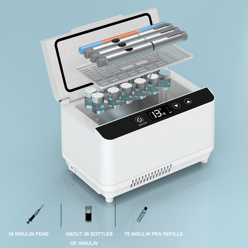 King Size Insuliinikülmik Kaasaskantav Insuliinijahuti Reisiümbris Taaslaetav Akuga Minikülmik, Suure mahutavusega