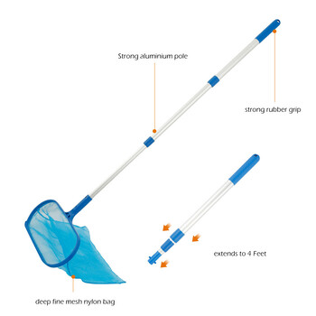 Pool Leaf Skimmer Professional Leaf Rake Deep Bag Handheld Pool Cleaning Pool with Telescopic Pole Rubbish Skimmer Pool Net