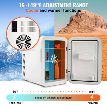 VEVOR 20L Mini Refrigerator Portable Freezer Cooler Ice Box Αποθήκευση Skincare Cosmetic Food Drink for Camping Home Car Use