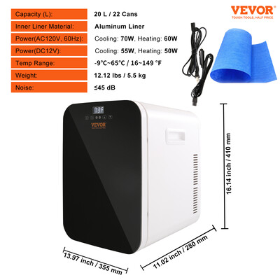 VEVOR 20L Mini Refrigerator Portable Freezer Cooler Ice Box Αποθήκευση Skincare Cosmetic Food Drink for Camping Home Car Use