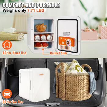 VEVOR 10L Car Refrigerator Mini Portable Skincare Ψυγείο Ψύξη Καταψύκτης Κουτί αποθήκευσης ποτών τροφίμων Δοχείο για χρήση στο μπαρ αυτοκινήτου στο σπίτι