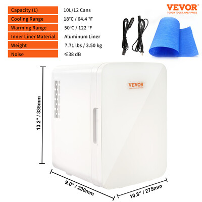 VEVOR 10L Car Refrigerator Mini Portable Skincare Ψυγείο Ψύξη Καταψύκτης Κουτί αποθήκευσης ποτών τροφίμων Δοχείο για χρήση στο μπαρ αυτοκινήτου στο σπίτι
