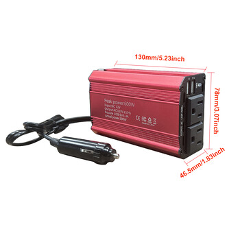 Ισχύς αιχμής 600W 300W Ονομαστική Power Car Power Inverter DC 12V σε AC 110V Μετατροπέας USB Car Adapter Βελτιωμένη υποδοχή πολλαπλών λειτουργιών