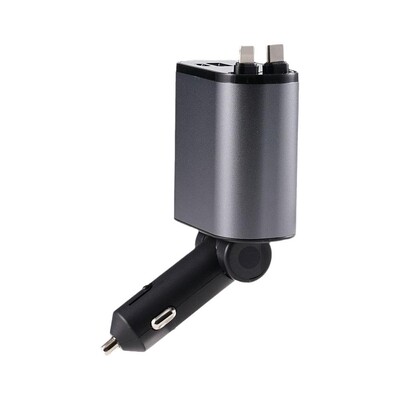 120W 4-ühes sissetõmmatav autolaadija USB-tüüpi C-kaabel kiirlaadimisjuhe sigaretisüütaja adapter iPhone`i Xiaomi Huawei Samsung jaoks
