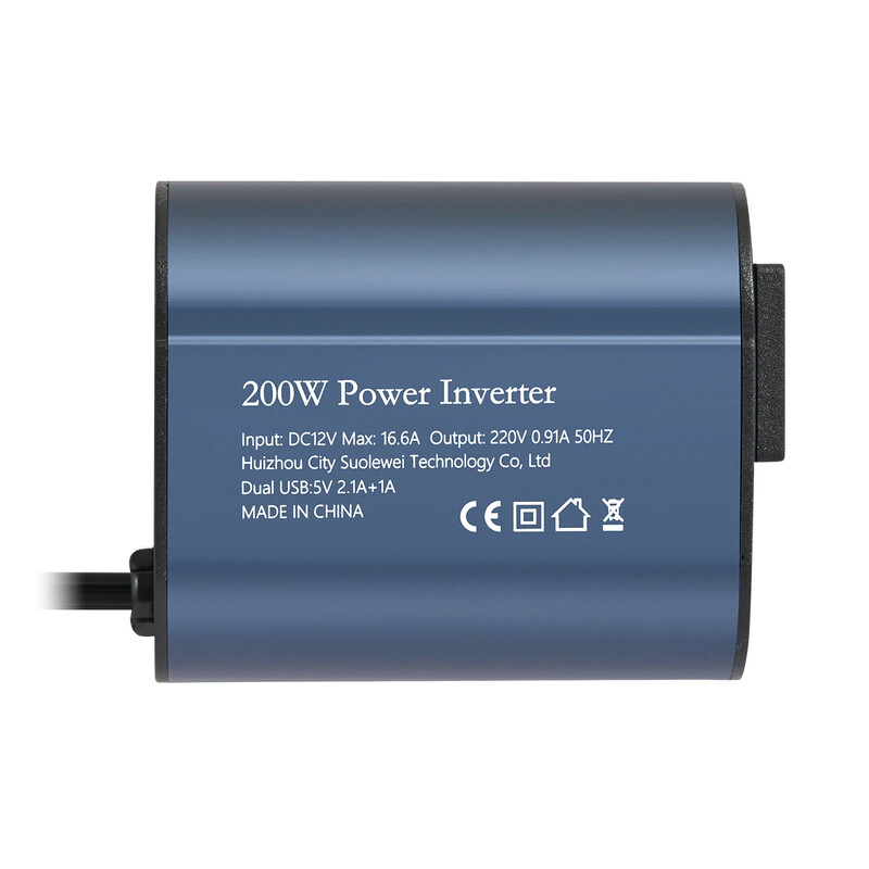 Prenosný automobilový invertorový nabíjací menič 220V 50HZ, 200W adaptér, automobilové príslušenstvo, duálne USB rozhranie