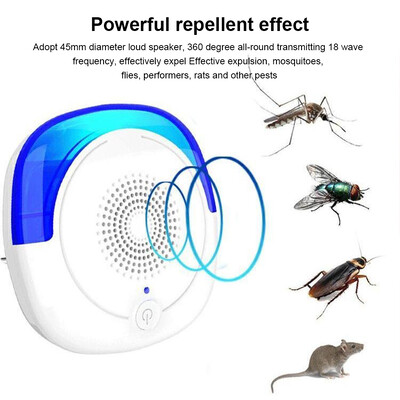 Sonic Pest Repeller Elektronički vanjski insekata Štakori Reject Kontrola 360 stupnjeva tihi zvučni val odvraća uređaj za suzbijanje insekata