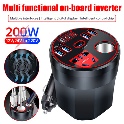 12 V 24 V kuni 220 V auto toitemuundur 200 W muundur LED ekraan digitaalne pingetrafo auto elektroonika