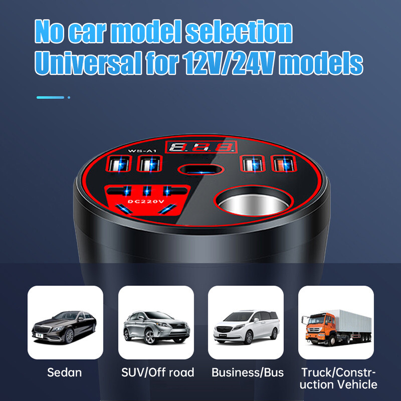 12V 24V na 220V menič napätia do auta 200W prevodník LED displej digitálny transformátor napätia autoelektronika