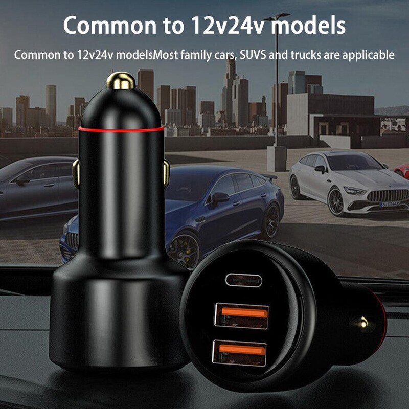 200W USB-C autonabíjačka s 3 portami, 100W rýchle nabíjanie + 65W Supervooc 2.0 + PD 36W rýchlonabíjačka pre iPhone 13 HONOR OPPO