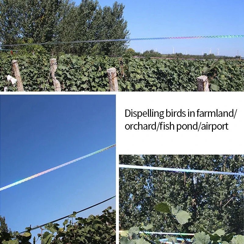 50/80M анти-птици мигаща светлоотразителна лента Fox Pigeons Scare Ribbon Device Двустранно Bird Repeller Контрол на вредителите