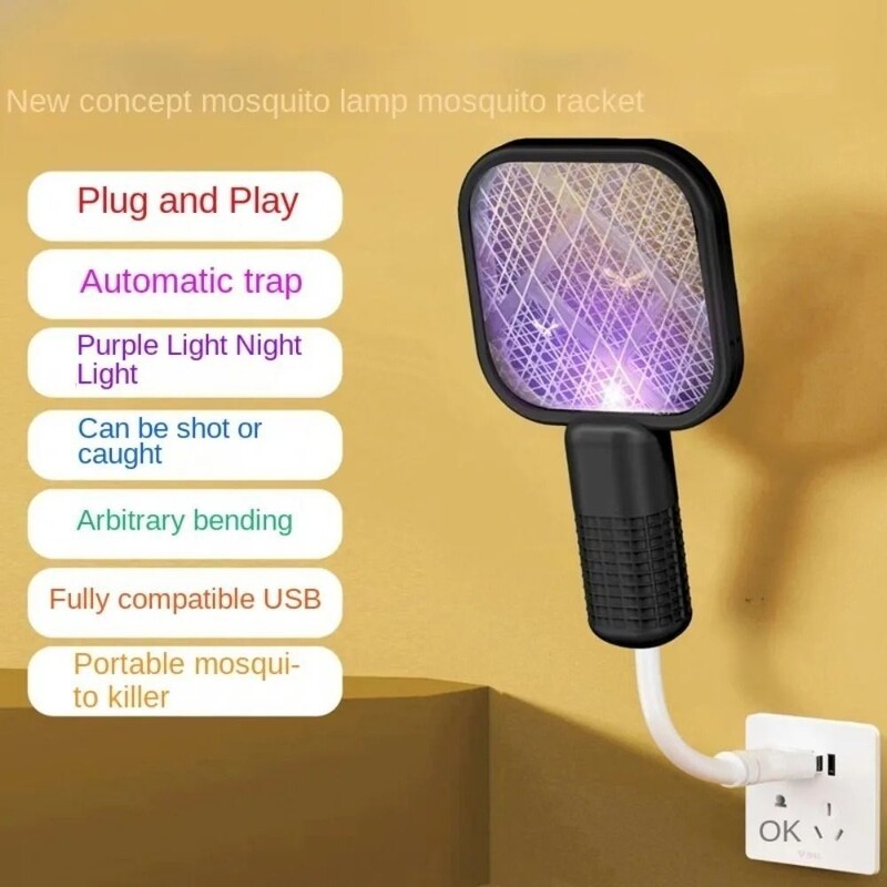 USB Swatter Swatter Trap Pest Control Mini Electric Shock Ρακέτα εντόμων Φορητή UV φως Fly Bug Zapper Καλοκαίρι