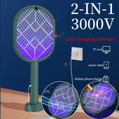 Ηλεκτρική ρακέτα Fly Swatter Επαναφορτιζόμενη ρακέτα Bug Zapper Φορητή Πτυσσόμενη 2-σε-1 παγίδα κουνουπιών για δολοφονία κουνουπιών για αίθριο υπνοδωματίου σπιτιού