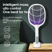 3 ΣΕ 1 Ηλεκτρικό κουνουπιερό Swatter Mosquito Killer 3500V USB Επαναφορτιζόμενη γωνία Ρυθμιζόμενη Electric Bug Zapper Fly Bat Swatter