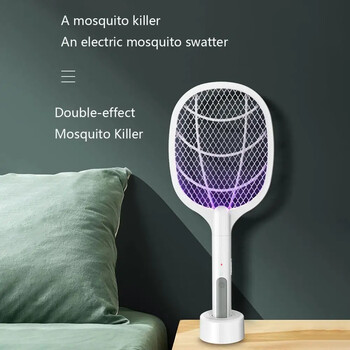 3 ΣΕ 1 Ηλεκτρικό κουνουπιερό Swatter Mosquito Killer 3500V USB Επαναφορτιζόμενη γωνία Ρυθμιζόμενη Electric Bug Zapper Fly Bat Swatter