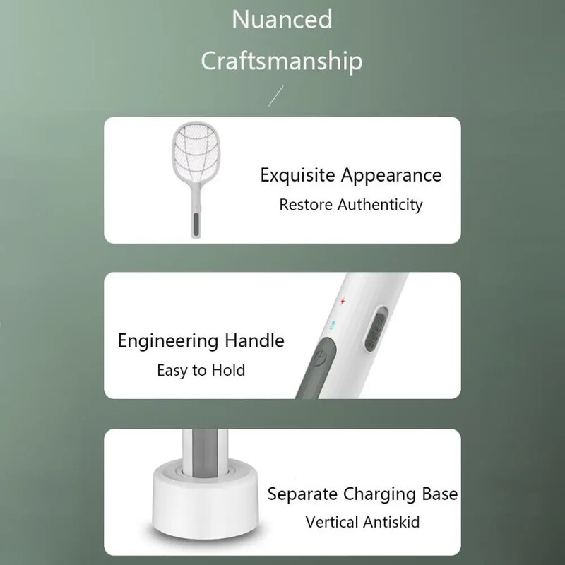 3 В 1 Електрическа ловка за комари Mosquito Killer 3500V USB акумулаторна регулируема ъгъл Електрическа ловка за буболечки Fly Bat Swatter