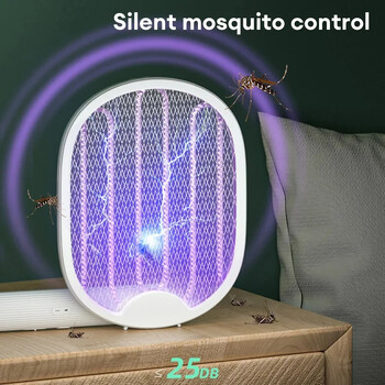 Сгъваем електрически убиец на комари USB акумулаторен капан за мухи Mosquito Swatter Racket Убиец на насекоми с UV светлина Bug Zapper 3500V