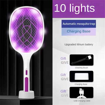 В 1 електрическа мухобойка с UV светлина Fly Zapper Racket Акумулаторна ракета против комари Anti Bug Zapper