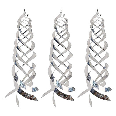 Bird Repellent Spiral Reflectors Silver Mylar Spinner Κρεμαστά ανακλαστική συσκευή αποτροπής πτηνών Διακοσμητικά κήπου ακανόνιστη διακόσμηση
