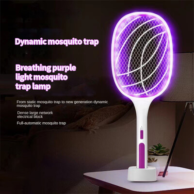 В 1 електрическа мухобойка с UV светлина Fly Zapper Racket Акумулаторна ракета против комари Anti Bug Zapper